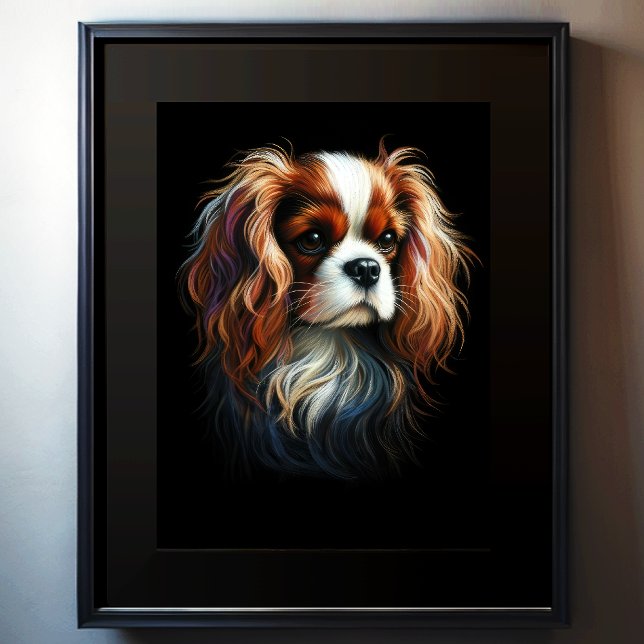 Poster Dessin dur Pastel King Charles Cavalier Spaniel (Créateur téléchargé)