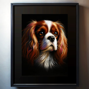 Poster Dessin dur Pastel King Charles Cavalier Spaniel