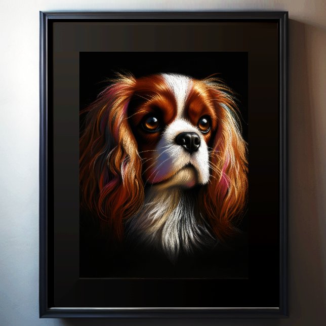 Poster Dessin dur Pastel King Charles Cavalier Spaniel (Créateur téléchargé)