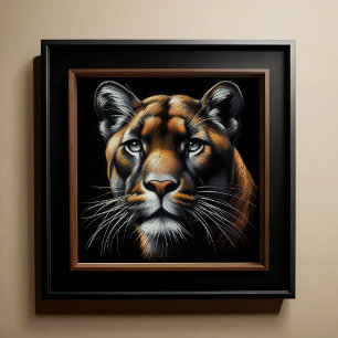 Poster Dessin dur Pastel Lion de montagne