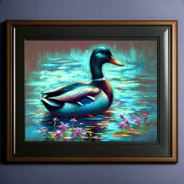 Poster Dessin dur Pastel Peinture d'un canard de Majard