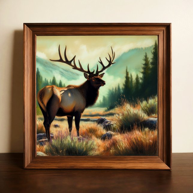 Poster Dessin dur Pastel Peinture d'un Elk (Créateur téléchargé)