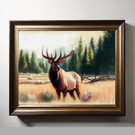 Poster Dessin dur Pastel Peinture d'un Elk