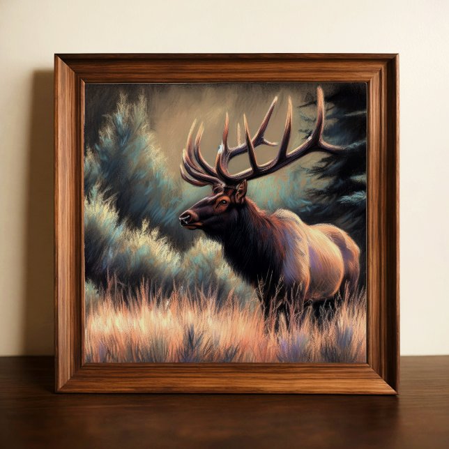 Poster Dessin dur Pastel Peinture d'un Elk (Créateur téléchargé)
