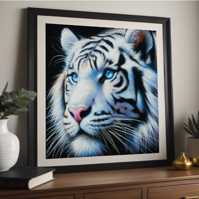 Poster Dessin dur Pastel Tigre blanc (Créateur téléchargé)