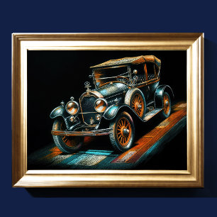 Poster Dessin dur Pastel voiture antique