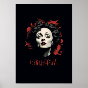 Poster Dessin Edith Piaf - portrait - vector