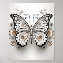 Dessin En Ligne Noire Et Blanche D'Un Papillon