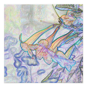 Poster Dessin en pastel abstrait de fleurs