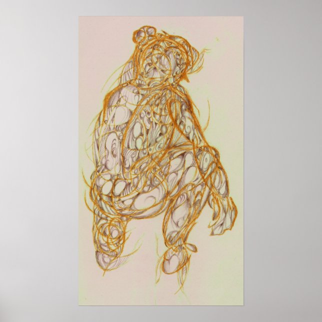 Poster Dessin gestuel féminin (Devant)