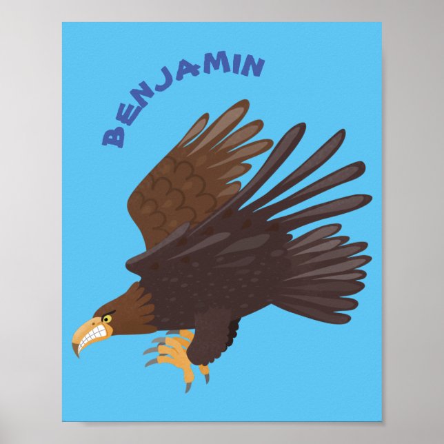 Poster dessin humoristique d'aigle royal (Devant)