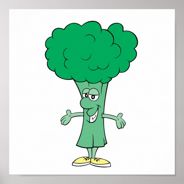 Poster dessin humoristique de brocoli idiot (Devant)