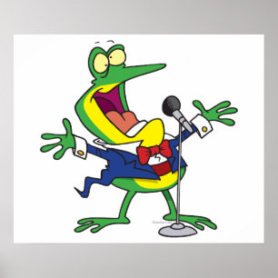 Poster dessin humoristique de grenouille rousse