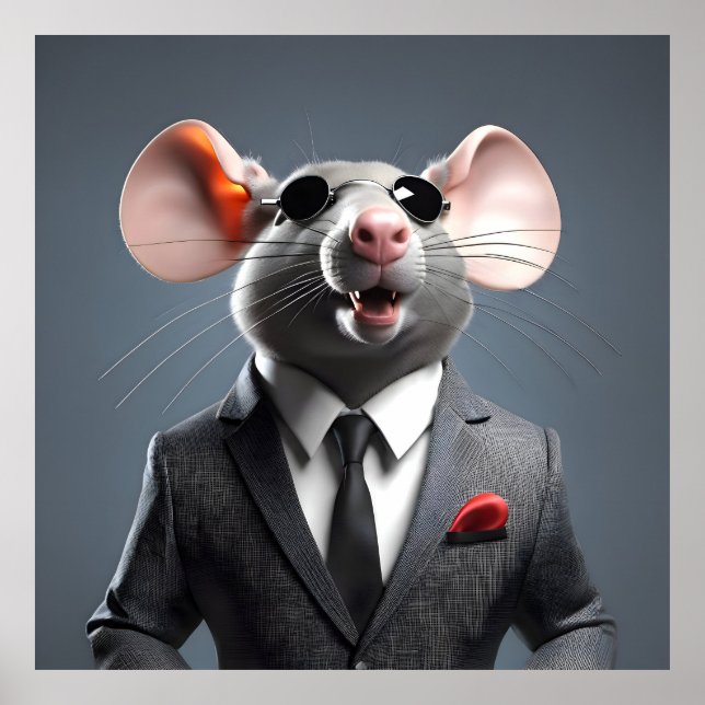 Poster dessin humoristique de souris (Devant)