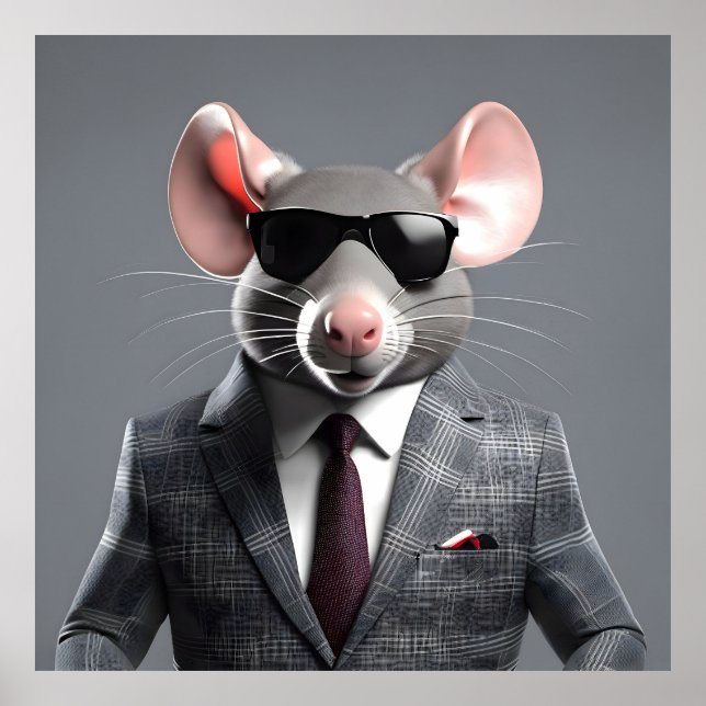 Poster dessin humoristique de souris (Devant)