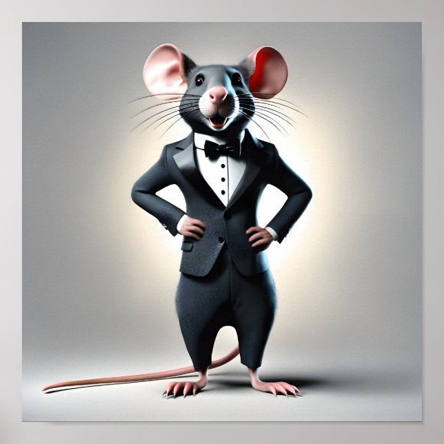 Poster dessin humoristique de souris (Devant)