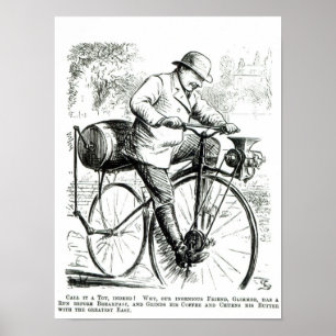 Poster Dessin humoristique sur les premiers jours des vél