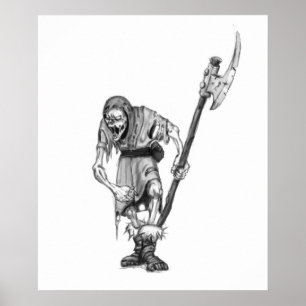 Poster Dessin médiéval de monstre d'Imaginaire mort