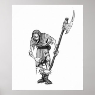 Poster Dessin médiéval de monstre d'Imaginaire mort