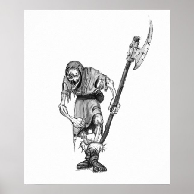 Poster Dessin médiéval de monstre d'Imaginaire mort (Devant)