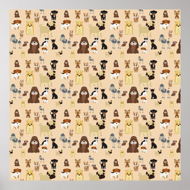 Poster dessin motif pour chien mignon pour amoureux de le (Devant)