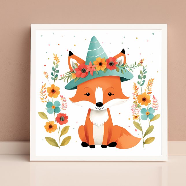 Poster Dessin mural de la charmante nurserie au renard ro (Créateur téléchargé)