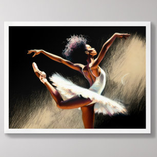 Poster Dessin Pastel Ballerina Noir