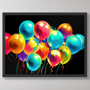 Poster Dessin pastel Bouquet coloré joyeux de ballons