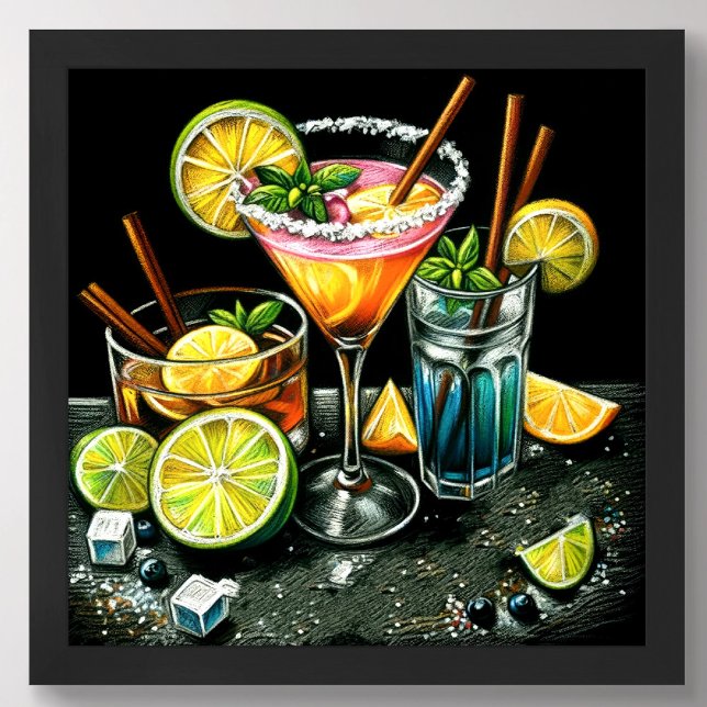 Poster Dessin Pastel Cocktails Citrus Wedges (Créateur téléchargé)