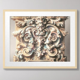 Poster Dessin pastel d'architecture Pierre ornée sculptée