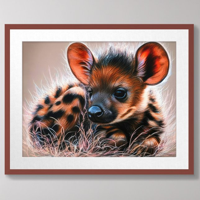 Poster Dessin Pastel de Baby Hyena (Créateur téléchargé)