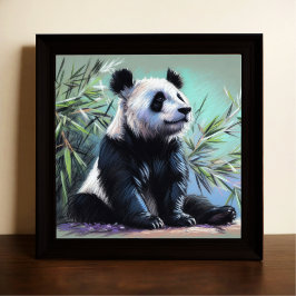 Poster Dessin pastel de Panda Bear Bamboo III