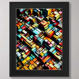 Poster Dessin Pastel Dimensional Abstrait Vertical