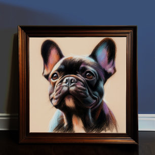 Poster Dessin pastel d'un Bulldog français