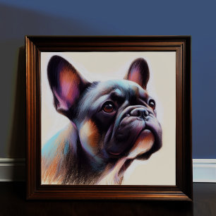 Poster Dessin pastel d'un Bulldog II français