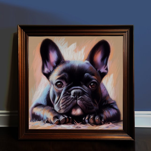 Poster Dessin pastel d'un Bulldog III français (Créateur téléchargé)