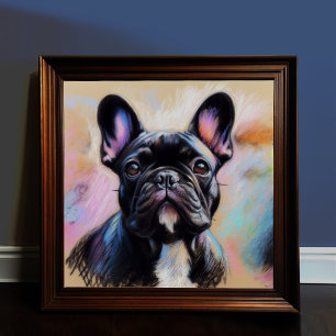 Poster Dessin pastel d'un Bulldog IV français