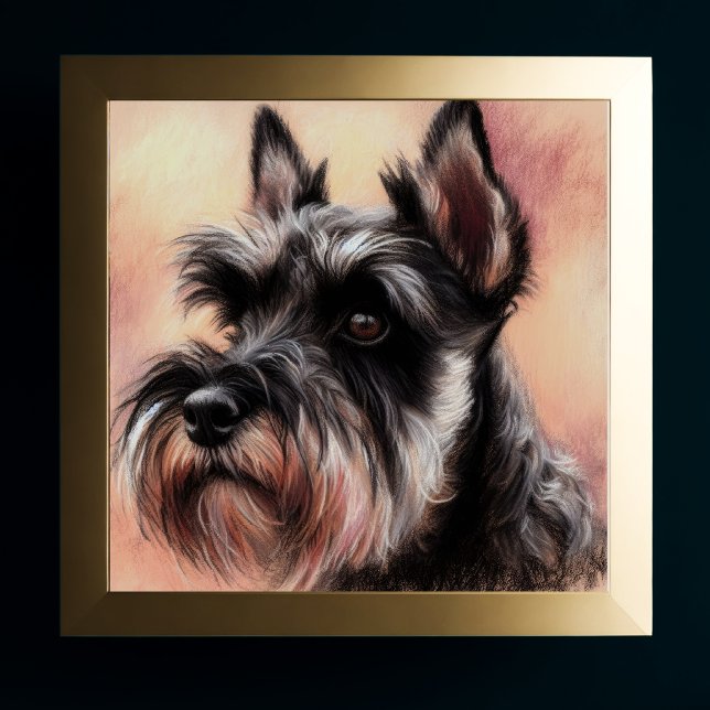 Poster Dessin Pastel d'un chien Schnauzer (Créateur téléchargé)
