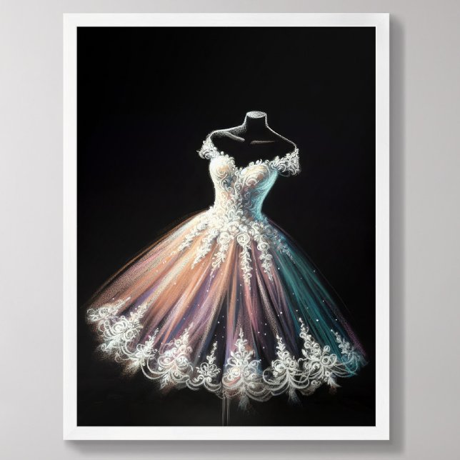 Poster Dessin pastel Mariage robe sur forme de robe (Créateur téléchargé)