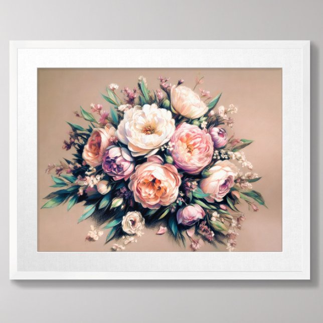 Poster Dessin pastel Peony Bouquet rose (Créateur téléchargé)
