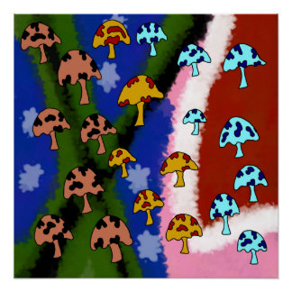 Poster dessin peinture champignon champignon paradis