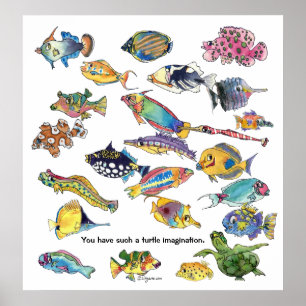 Poster Dessin sur la tortue