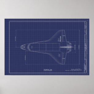 Poster Dessin technique de découverte de navette spatiale