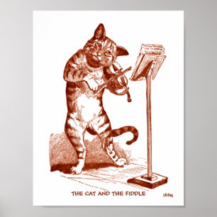 Poster Dessin vintage de 1884 de 'Le Chat et le Violon' c