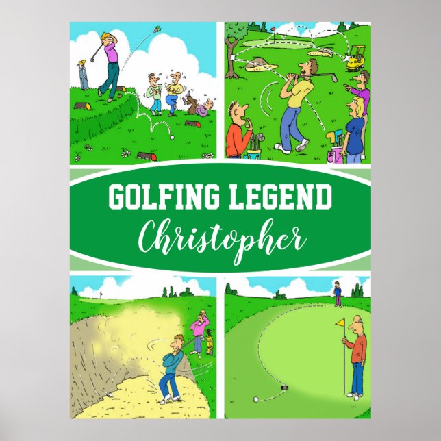 Poster Dessins amusants pour une légende du golf (Devant)