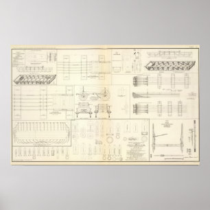 Poster Dessins bateaux, ponts, chariots, projectiles
