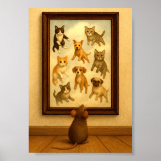 Poster Dessins de chats et chiens drôles pour les murs