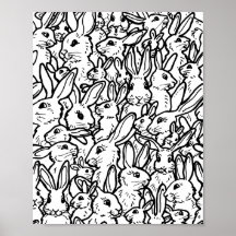 Dessins de lapin noir et blanc Moderne