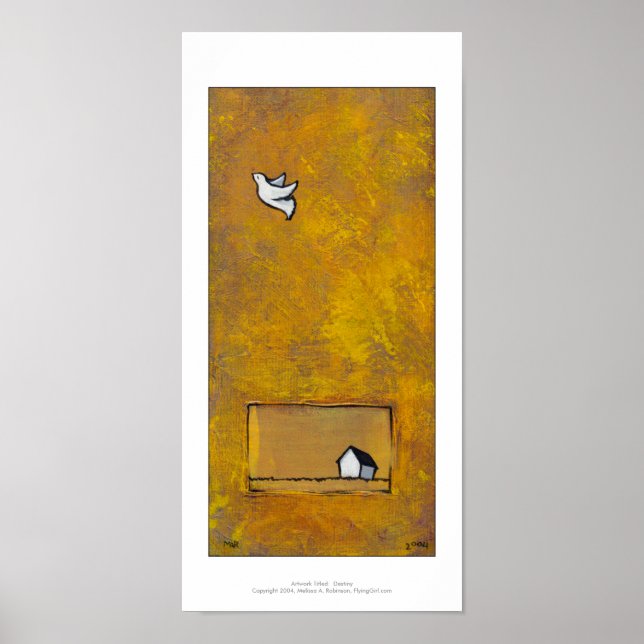 Poster Destin vol de colombe blanche jolie peinture art (Devant)