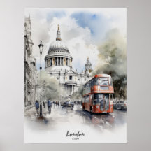 Destination Voyage Londres Watercolor Wall Art